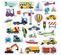 WALPLUS Plus Épais Gommettes Enfants 3 Ans Transports Véhicules Autocollant Enfant Réutilisable Amovible Gommettes Repositionnables 2 Ans Créatif sûr et Polyvalent Lot de 28pcs