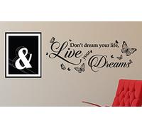 Walplus Sticker Mural 110 x 40 cm 3D Notation - & + Dream Citation Amovible Stickers muraux/Sticker Cadre décoration, Noir/Blanc