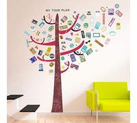 Walplus Sticker Mural Arbre coloré Crochet Bagages étiquettes Décoration Maison/Restaurant/DIY Chambre/Salon Autocollant Amovible Mur Autocollants Art Stickers//décor, Rouge, 160 x 180 cm