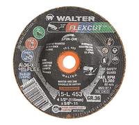 Walter 15L453 FLEXCUT Lot de 25 disques abrasifs flexibles Grain A-36-X-FLEX 11,4 cm Roue abrasive avec fixation trou de tige Meules d'angle