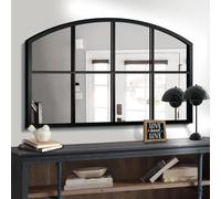 WAMIRRO Miroir à Large fenêtre Noir - Miroir Mural arqué de Ferme pour cheminée/entrée, Couloir, Salon, 106,7 x 71,1 cm (Miroir Noir Large)