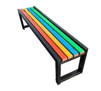 WAMJ AQDY Banc de Jardin, Banc Extérieur avec Cadre en Métal et Siège en Bois Coloré, Banquette sans Dossier pour Terrasse Balcon, Résistant aux Intempéries, 400kg(Black,100cm/39.3in)