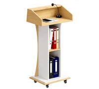 WAMJ AQDY Pupitre à roulettes, Lutrin en Bois avec 2 Compartiments Ouverts | Pupitre Mobile pour Enseignant, Grande Surface de Travail, Construction en Panneaux de Bois(Yellow)