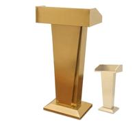 WAMJ AQDY Pupitre de Conférence en Acier Inoxydable avec Base Lestée | Podium de Présentation avec Surface de Lecture de 60 cm, pour Conférences, Discours et École(Gold)