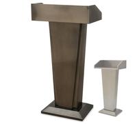 WAMJ AQDY Pupitre de Conférence en Acier Inoxydable avec Base Lestée | Podium de Présentation avec Surface de Lecture de 60 cm, pour Conférences, Discours et École(Bronze)