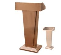 WAMJ AQDY Pupitre de Conférence en Acier Inoxydable avec Base Lestée | Podium de Présentation avec Surface de Lecture de 60 cm, pour Conférences, Discours et École(Brown)