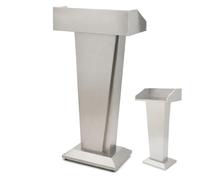 WAMJ AQDY Pupitre de Conférence en Acier Inoxydable avec Base Lestée | Podium de Présentation avec Surface de Lecture de 60 cm, pour Conférences, Discours et École(Silver)