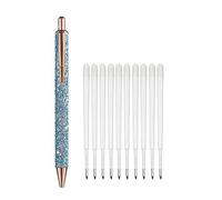 WANAM Lot de 11 stylos à bille rétractables en métal à paillettes pour l'école et le bureau Bleu Noir