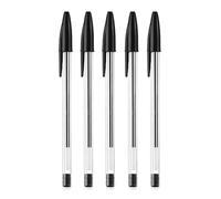 WANAM Lot de 5/10 stylos à bille en plastique bleu noir de 1 mm pour étudiants, fournitures scolaires et de bureau, écriture lisse et durable