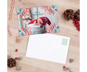 Wanapix | Carte de Noël Personnalisée | Carte Postale avec Photo et Texte | Carte de Voeux Noël | 15 x 10 cm | 1 unité | Fleurs