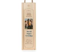 Wanapix | Coffret Vin en Bois Personnalisé | Cadeau Anniversaire Homme | Caisse Bois Vin | Coffret Cadeau Vin | Individuel - 11x38 x10,5 cm | Bouteille non incluse | Grand-père