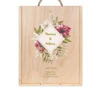 Wanapix | Coffret Vin en Bois Personnalisé | Cadeau Mariage | Caisse Bois Vin | Coffret Cadeau Vin | Triple - 29x38 x10,5 cm | Bouteille non incluse | Mariage avec noms