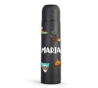 Wanapix | Gourde Double Couche Personnalisable 500ml |Noir Camping