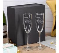 Wanapix | Pack 2 Flûtes à Champagne Personnalisés | Boîte Cadeau Incluse | Coupes de Champagne avec Gravure | Fêtes/Anniversaire/New Year | Verres à Champagne | Verre 20cl | Happy New Year