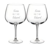 Wanapix|Pack 2 Verres Gin Tonic Personnalisable|Cristal Gravé au Laser|Love