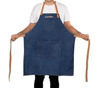 Wanapix | Tablier Personnalisé en Jean | Avec Nom Brodé | 100% Coton | Avec Poches | Lavable en Machine | Coutures Renforcées et Rivets Métalliques