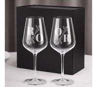 Wanapix | Verres à Vin en cristal Bohème gravés | Initiales | Option cadeau