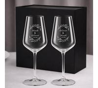 Wanapix | Verres à Vin Personnalisés | Option cadeau | Verre à Vin en cristal gravés | Cristal Bohème personnalisables | Flowers