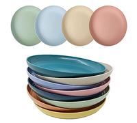 WANBY Lot de 8 assiettes en plastique léger incassables, non toxiques, passent au lave-vaisselle et au micro-ondes et saines (20,3 cm)