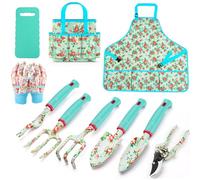 WANCHI Ensemble d'outils de jardin 10 pièces robustes pour le jardin floral - Cadeau d'anniversaire pour homme et femme - En aluminium antirouille - Avec sac fourre-tout, tablier et gants