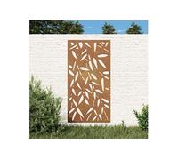 vidaXL Décoration Murale Jardin 105x55 cm Design de Feuille de Bambou, décoration Murale extérieure, Art Mural de Jardin, décoration Murale en métal