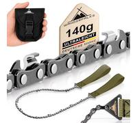 WANDERFALKE® Survival Scie à chaîne manuelle en acier au carbone avec sac de ceinture pour l'extérieur, le camping, le jardin, l'extérieur