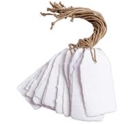 Wanderings Étiquettes Blanches Fait Main Avec Bord Déchiré Et Cordon - 4,5 x 9,5 cm - Lot De 25 - Idéal Pour Étiquettes Prix Ou Cadeau, Arts, Artisanat, Cartes De Place, Cartes De Nom - 150 GSM