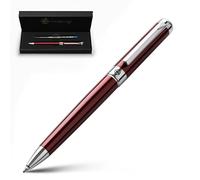 WANDERINGS Stylo Bille Premium à Encre Allemande - Parfaitement Équilibré pour une Expérience d’Écriture Exceptionnelle, Accents Chromés - Rouge Winefire - Recharge Schmidt dans un Coffret Cadeau
