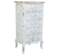 WANDERLUST DECO Chiffonnier en bois laqué blanc vieilli avec cinq tiroirs