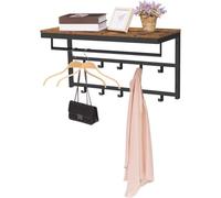 Wandgarderobe Mit Ablage, Wandregal Mit 10 Haken Und Stangen, Wandmontiertes Hã¿Ngeregal, 80 X 30 X 42 Cm, Für Flur, Wohnzimmer, Schlafzimmer, Badezimmer, Industriestil Hoobro Ebf12ym01