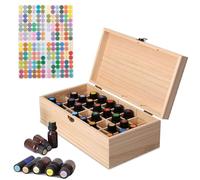 WANDGU Boîte de Rangement en Bois pour Huiles Essentielles - 32 Emplacements - Portable et Multifonction - Pour Huiles Parfumées