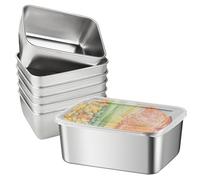 WANDGU Boîtes de Conservation Alimentaire en Acier Inoxydable: 6 Pièces 13×10×5cm Boites Alimentaires en Inox, Boîte à Bento en Acier Inoxydable, avec Couvercles Hermétiques pour Cuisine