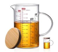 WANDGU Mesurer Verre Tasse à Mesurer en Verre Borosilicaté avec Couvercle, Poignée, Bec Verseur, Doseur de Lait pour Jus