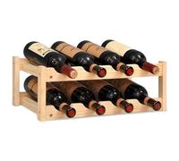 WANDGU Petite étagère à bouteilles Support de rangement : étagère à bouteilles à 2 étages, porte-bouteilles en bambou naturel, 2 étages-8 bouteilles de vin Étagère pour cuisine, comptoir, cave, bar