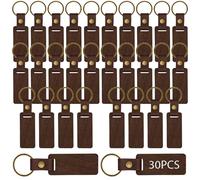 WANDGU Porte-Clés en Bois: 30 Pièces Bois Bricolage Porte-CléS, Naturel Personnalisé Ébauches de Gravure Bois Porte Clés, Pendentif en Bois pour Bricolage, Gravure, Peinture, Anniversaire