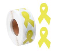 WANDIC Autocollant de sensibilisation au ruban jaune, 500 autocollants en forme de ruban pour la sensibilisation au cancer des os, au cancer de l'enfance et au cancer de la vessie.