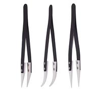 WANDIC Pince Céramique, 3 Pcs Antistatique de Précision en Acier Inoxydable Brucelles, Kit d'outils à Main Multifonctions
