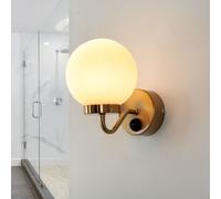Licht-Erlebnisse Applique salle de bain TOGO verre métal en laiton avec interrupteur IP44 salle de bain H : 19 cm E14 max 40 watts applique classique boule salle de bain