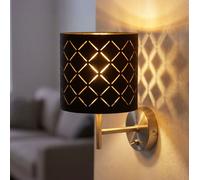 Wandleuchte Chambre Globo En Métal Et Textil Or 1 Flamme LED H 26 cm