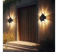 Wandleuchte Extérieure Solarlampe Noire LED, Batterie, IP54, 2er Set