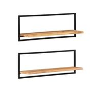 Vidaxl Étagères Murales 2 Pcs 100x24x35 Cm Bois D'acacia Et Acier Multicolore
