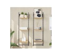 Wandschappen 3-laags met stangen 2 st 30x25x100 cm sonoma eiken836259