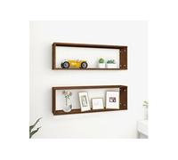 vidaXL Étagères Murales Cubiques 2 pcs - Chêne Marron