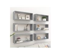 vidaXL Étagères murales Cube 6 pcs – supports suspendus, tablettes flottantes – Gris béton