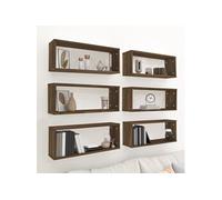 vidaXL 6X Étagères Murales Cube Suspendues Étagères Flottantes Organisateur de Stockage Rangement Intérieur Chêne Marron 60x15x23 cm Bois