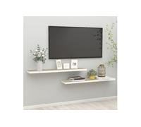 vidaXL Étagères flottantes 2 pièces - 120 x 23,5 x 3,8 cm MDF - Chêne/Blanc