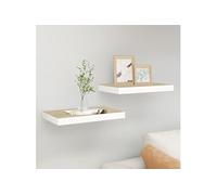 vidaXL Wandschappen zwevend 2 st 50x23x3,8 cm MDF eikenkleurig en wit326574 Brun G