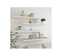 Vidaxl Etagères Flottantes 4 Pcs Chêne Et Blanc 120x23,5x3,8 Cm Mdf