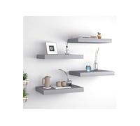 vidaXL Étagères Murales Flottantes 4 pcs Gris MDF