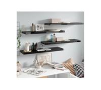 vidaXL Wandschappen zwevend 4 st 90x23,5x3,8 cm MDF hoogglans zwart323777 Noir G